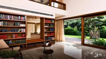 Total Environment In That Quiet Earth Apartments & villa in Off Hennur Road Bangalore Library leading to private garden