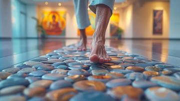 Sattva-Forest-Ridge-Apartment-in-JP-Nagar-Bangalore-bare-feet-walking-path-made-stones-reflexology-meditation-wellness-amenities
