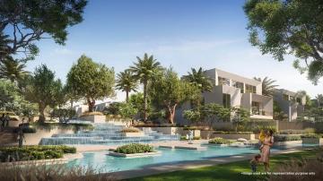 Serene Pond With Crystal Clear Water At Emaar Mirage Villas