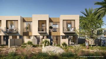 Serene back lawn at Emaar Orania at The Valley, featuring lush greenery and elegant outdoor spaces
